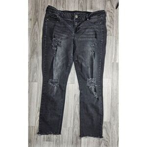 (3/$35) Maurices Womens Size L - R Large Regular Distressed Grey Black Jeans